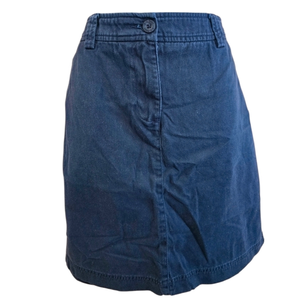 Vintage L.L Bean Navy Blue Skirt Great for office work Size 12 100% Cotton